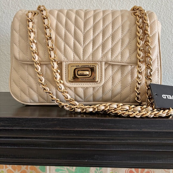 Karl Lagerfeld Handbags - NWT Karl Lagerfeld Agyness Leather Shoulder/Crossbody bag in Cream